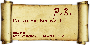 Passinger Kornél névjegykártya